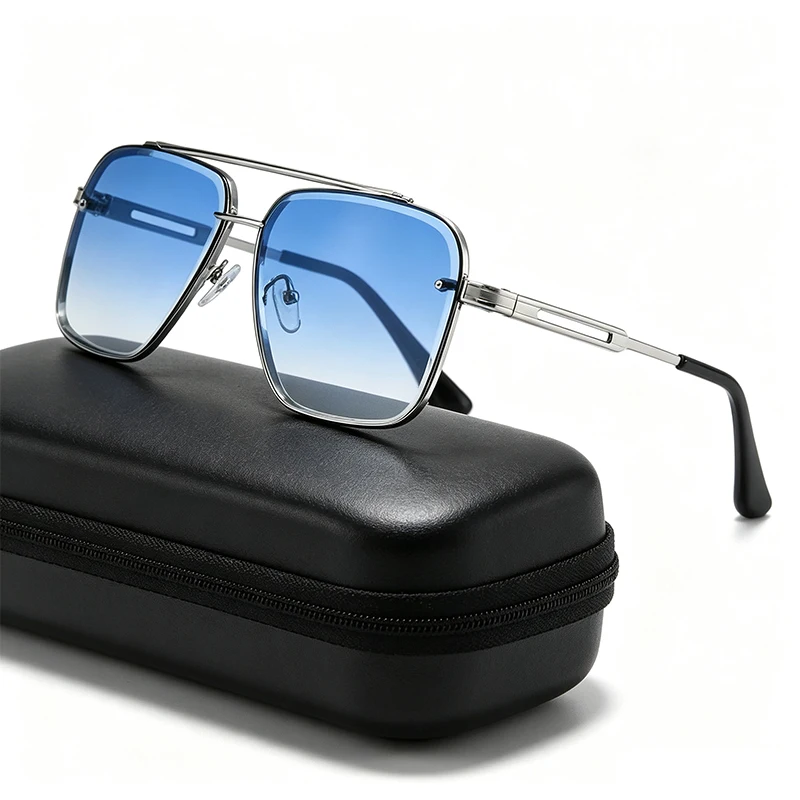Vintage Square Sunglasses: Classic Double Bridge Gradient Shades