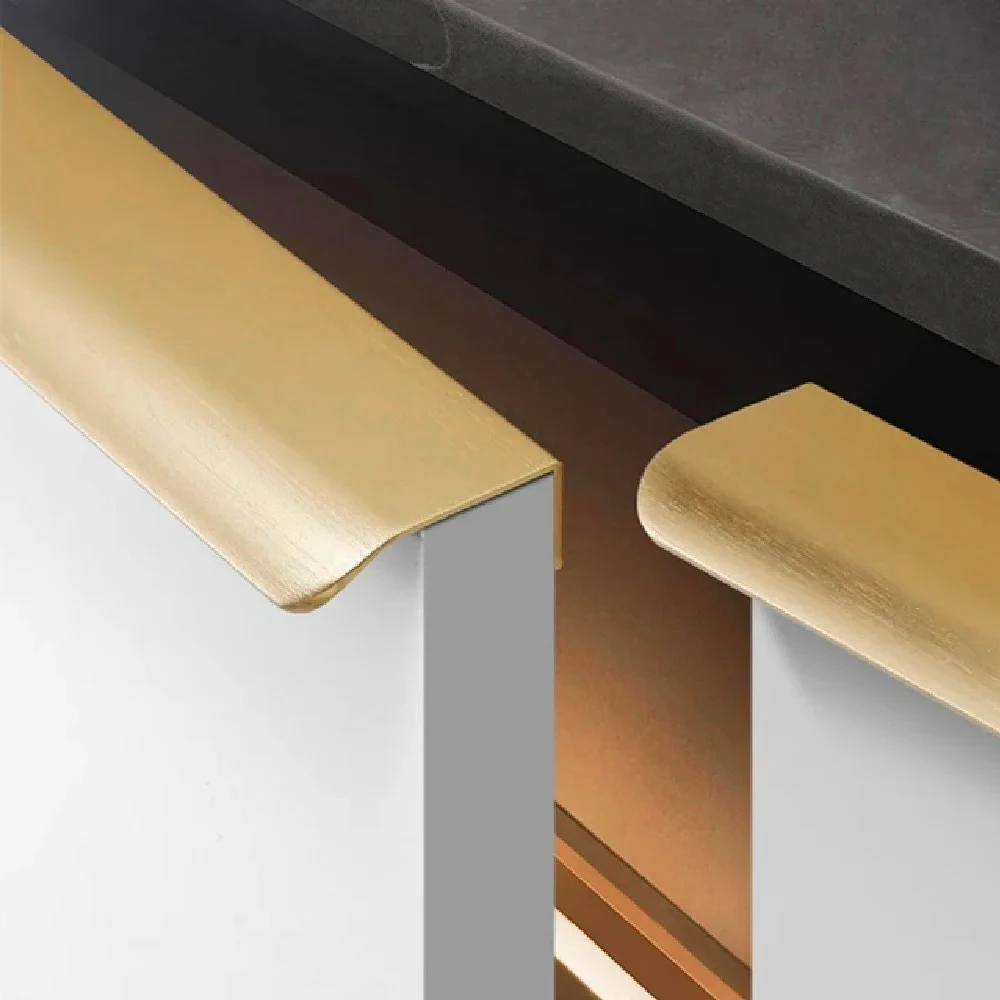 Hidden Furniture Handles Gold Black White Punch Free for Kitchen Cabinet Drawers Arc Wardrobe Pulls furniture handles kitchen door handles