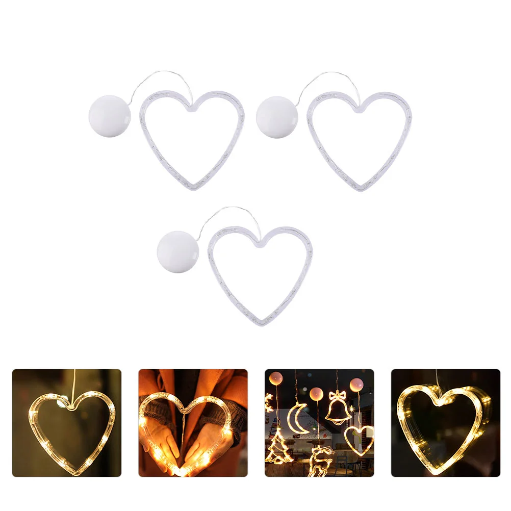 

3pcs Romantic Heart Lamps Valentine's Day Sucker Lights LED Suction Cup Lights