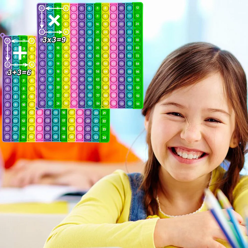 1pc 12x12&12+12 Multiplication Addition Pop Game Toy, Macaron Silicone Math Times Table Learning Stationery Educational Toy 3