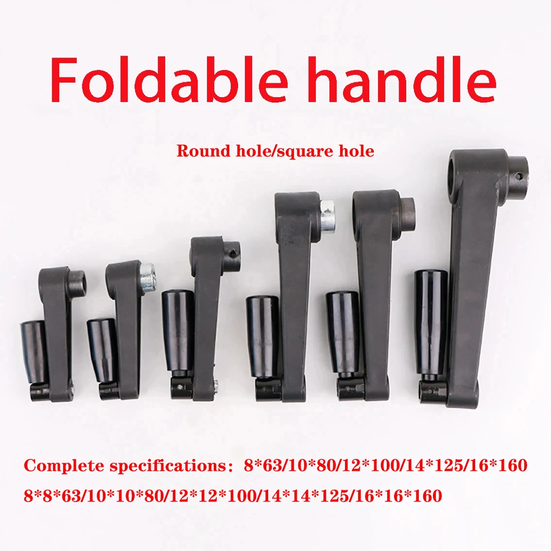 Mounting Crank Handles Lathe Milling Hand Wheel 1-3Pcs Black Round Hole/Square Hole Mounting Foldable Crank Handles Lathe Milling Machine Revolving Handle Length 63-160mm