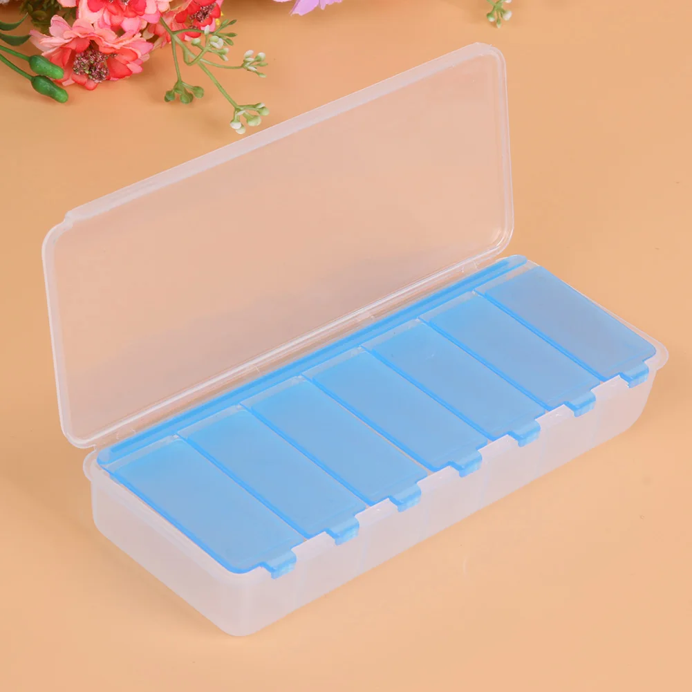Blue Waterproof 7 Compartment Pill Box Medicine Storage Case