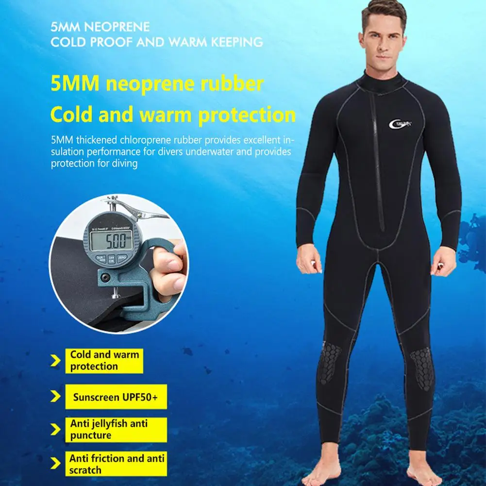 

YOUZI 5mm One-piece Snorkeling Wetsuit Coldproof Front Zipper Long Sleeves Underwater Surfing Swimsuit