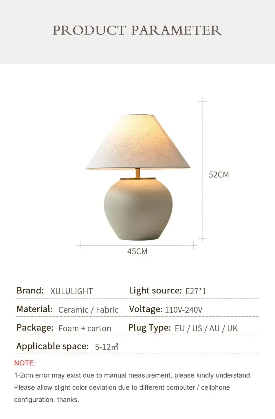 Description Picture 5 of itemCeramic Table Lamp Wabi-sabi Style Retro Black And White Decorative LED Lighting Creative Minimalist Bedroom Study Desk Lamp