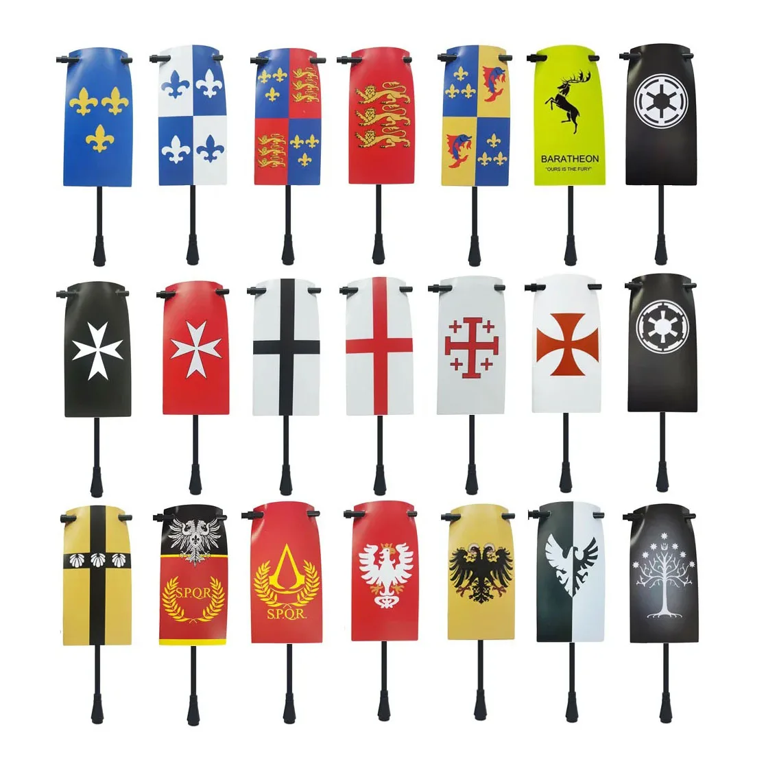Mittelalterliche Burg Ritter Legion Flagge Baustein Militärfigur Kreuzfahrer Flaggen Gondor Antikes Heiliges Romspielzeug