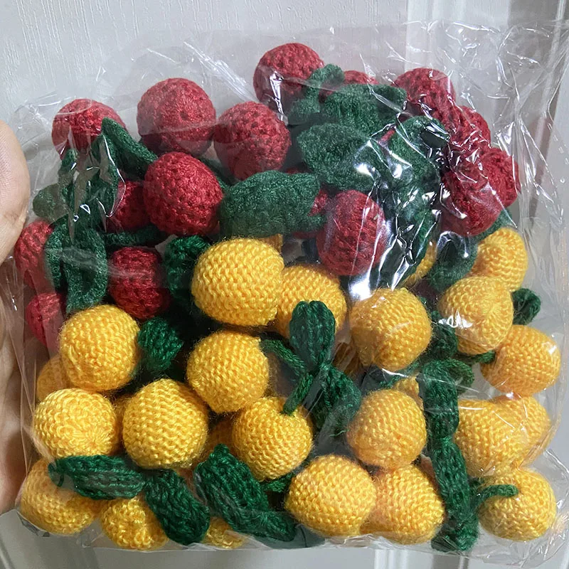 Wool Crochet Accessories 10Pcs Handmade Cherry