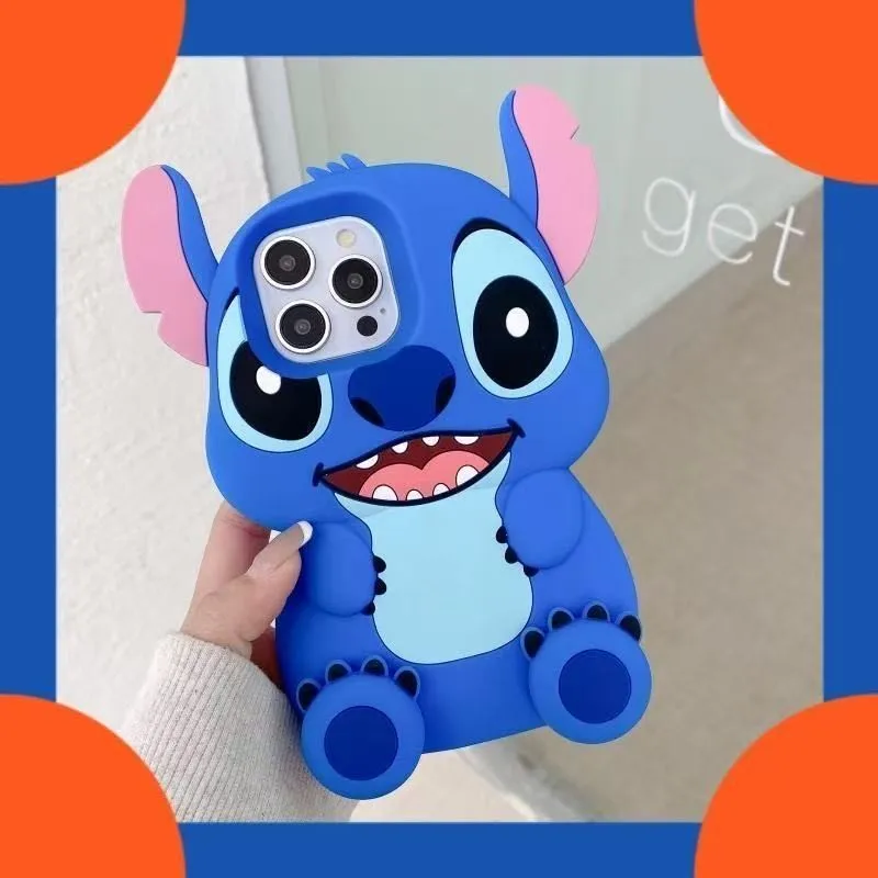 Disney Cute 3D Cartoon Big Ears Stitch Silicone Phone Case Suitable for iPhone 16 15 14 13 12 11 Pro Max Plus XR XSMAX 7 8 Plus 5