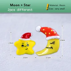 Festive Resin Santa & Snowman Miniature Figurines for Home and Garden Decor (Moon Star)