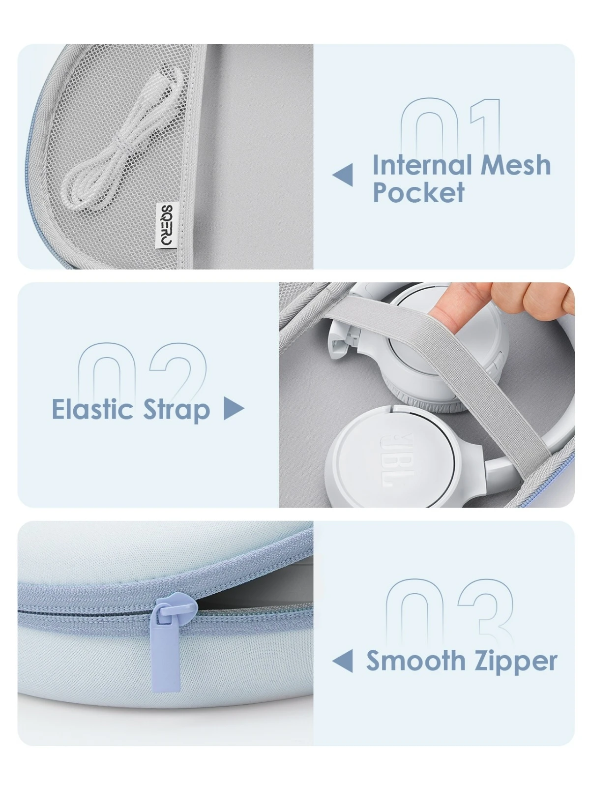 Semi-Foldable Headphones Hard Case for Sony WH-1000XM4, Soundcore Q30, Bose QC Ultra, Shockproof EVA Shell Travel Storage Bag
