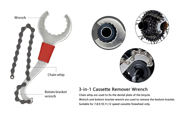Freewheel Removal Tool Bike Chain Whip Tool Kit Universal