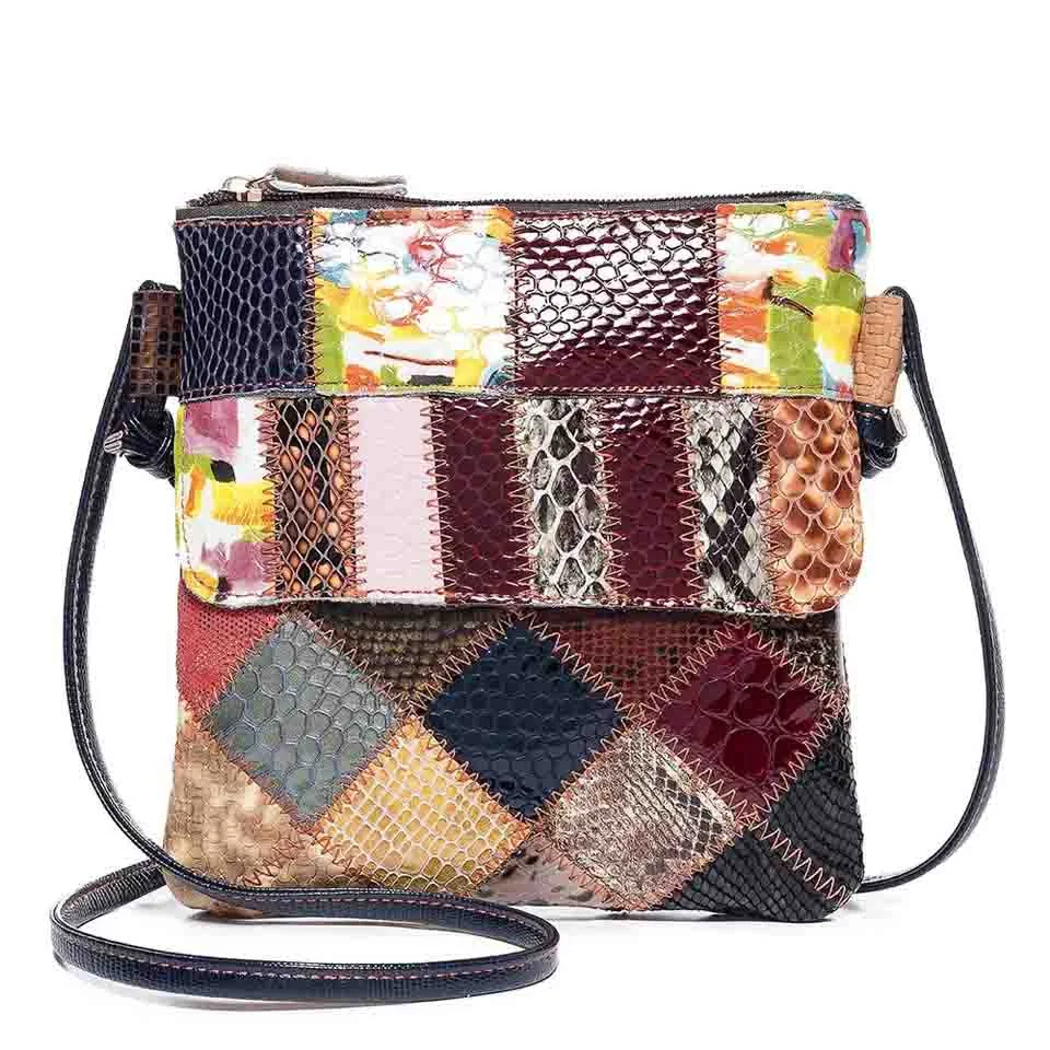

Women Dropshipping Korean-Style Fashion Genuine Leather Bag Contrast Color Small Square Bag Shoulder Messenger Bag Tote Bag