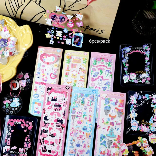 6Pcs/Pack Cartoon Fantasy Wonderful House Series Decorative Stickers Cartoon Sticker DIY Cute Kpop Korean Stationery Supplies 6pc F