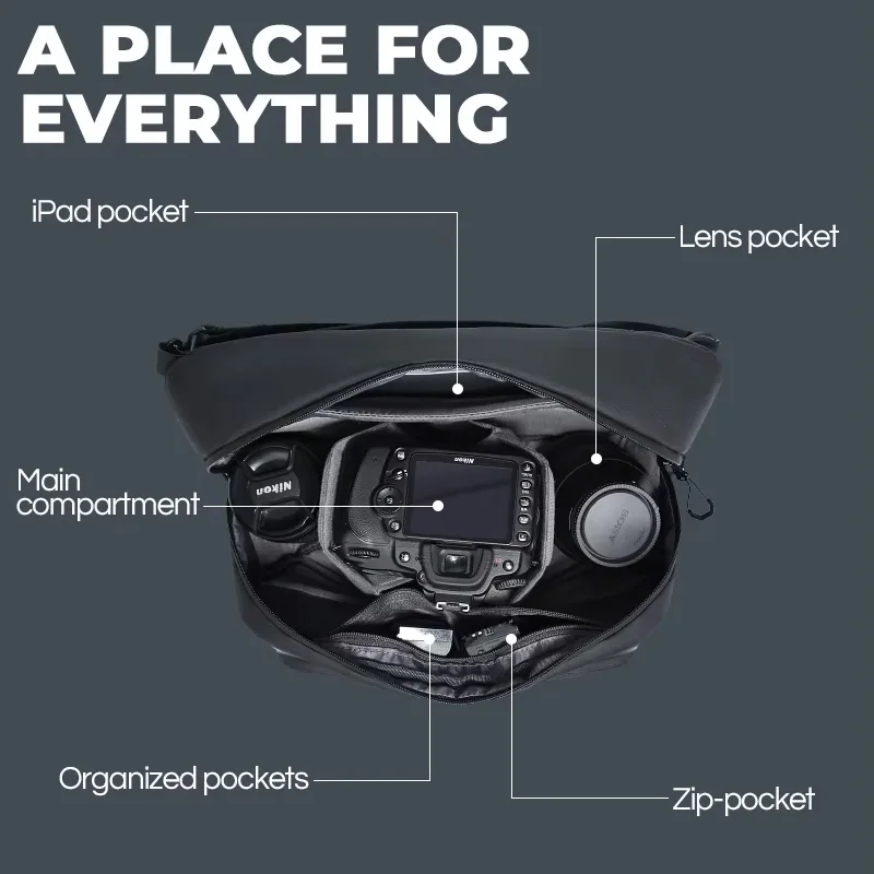 BANGE Nuova Borsa a Tracolla Grande per Fotocamera Digitale Canon/Nikon/Sony/DJI Drone, Borsa a Tracolla Leggera da Viaggio per Fotografia, Custodia per il Trasporto - immagine 3