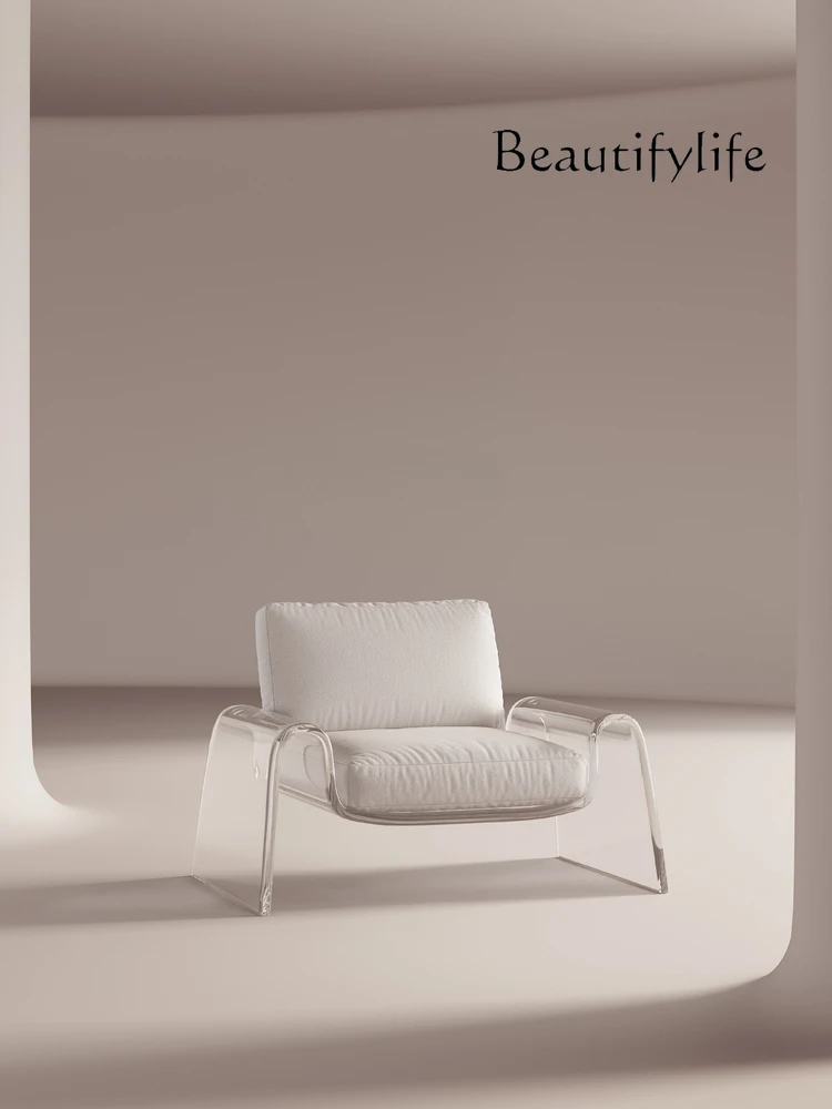 

Modern Minimalist Acrylic Sofa Designer Light Luxury Italian Leisure Chair Living Room Balcony Bedroom Shaped Chair