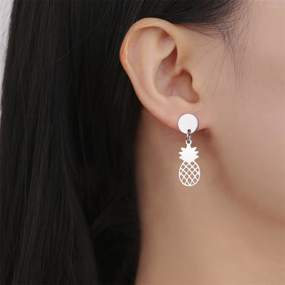 Edelstahl baumeln Creolen für Frauen Ananas Anhänger Tropfen Ohrringe Mode Charms Party Schmuck beste Geschenke Großhandel – Detail 17