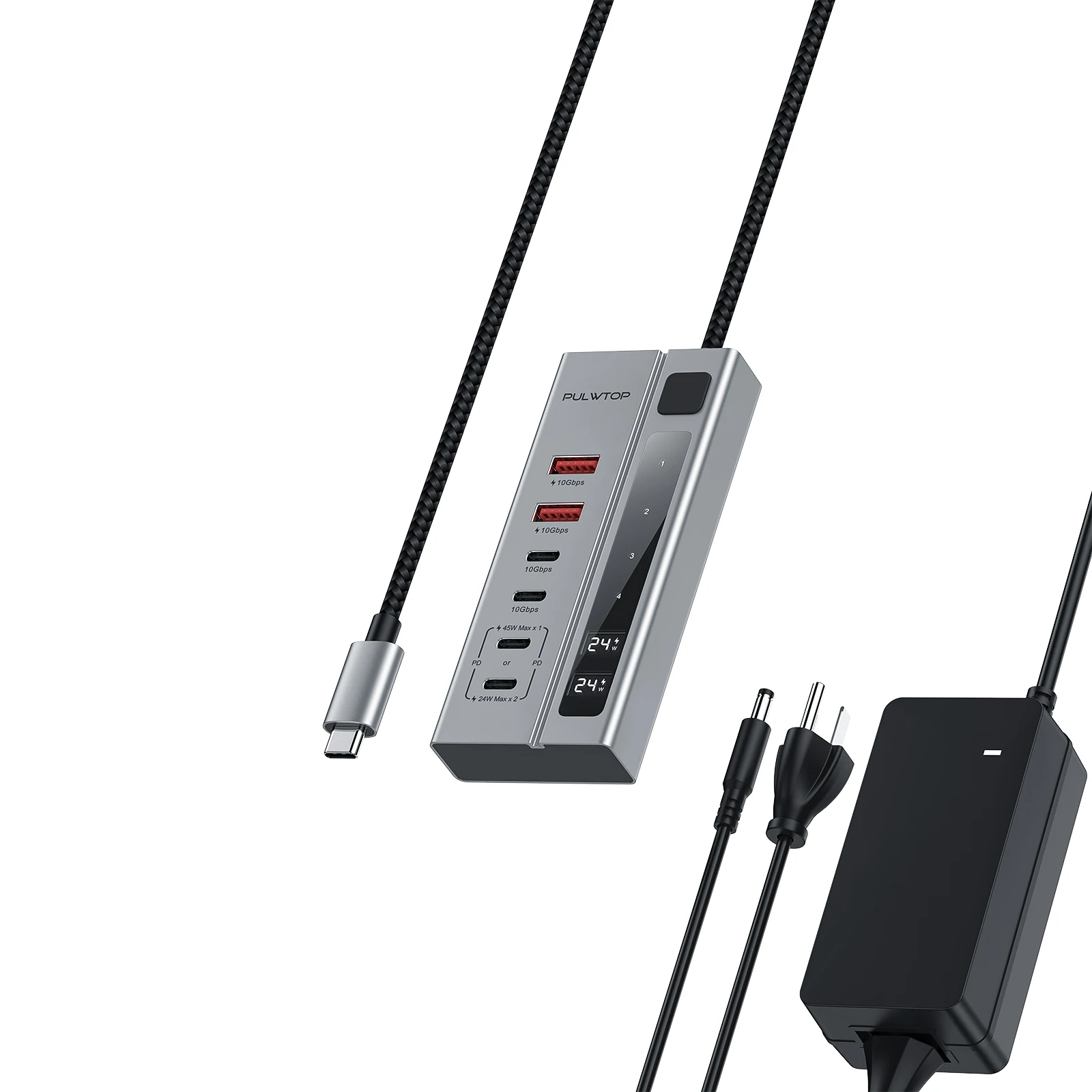 Hub Usb C Alimentato Pulwtop, Dati Supports10Gbps E Ricarica Pd45W, Non Supporta Video, Funziona Con Imac, Macbook Pro/Air