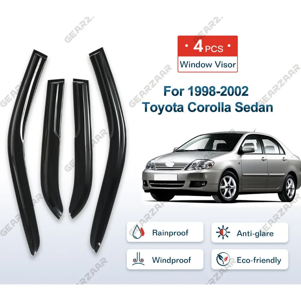For 1998-2002 Toyota Corolla Sedan Window Visors Vent Rain Sun Deflector Guards