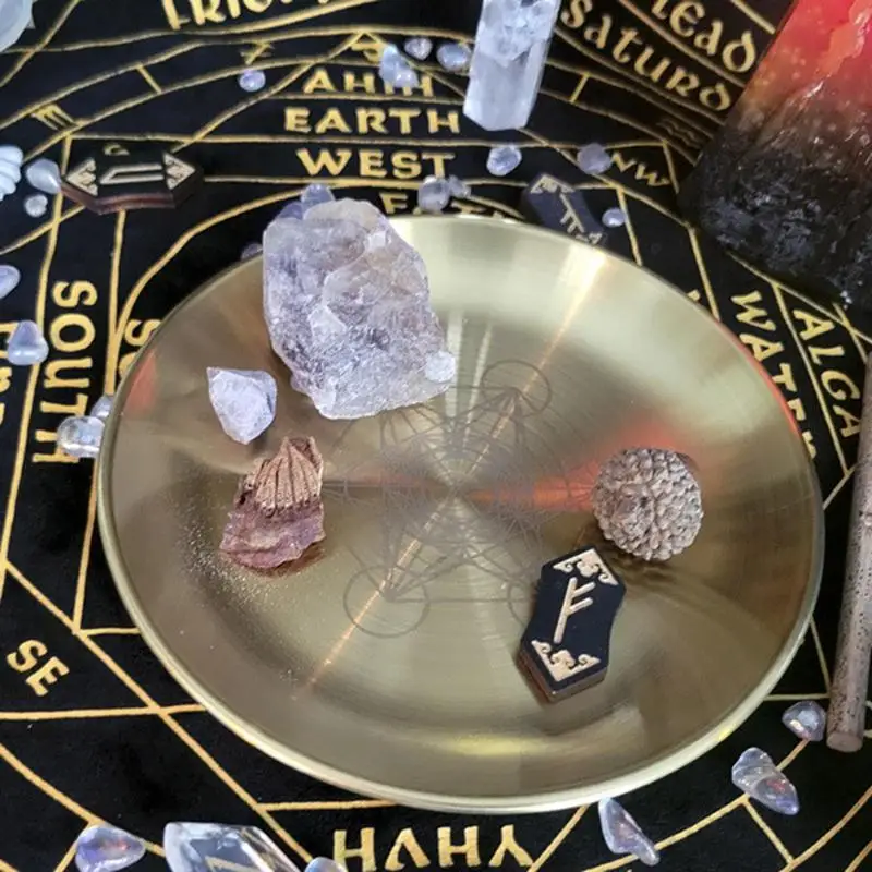 Altar Bowl Witch Candle Holder Plate Candlestick Altar Serving Tray Divination Tools Witch Supplies For Ceremonies Decorations pagan ritual tray
