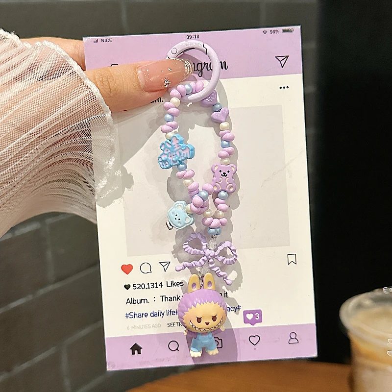 POP BEAN Diy Labubu Skullpanda Alloy Keychain Fashion Bag