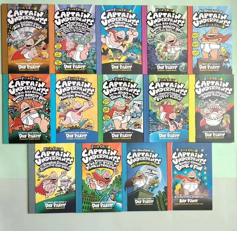 14 Books Full Color Set Captain Underpants Funny English