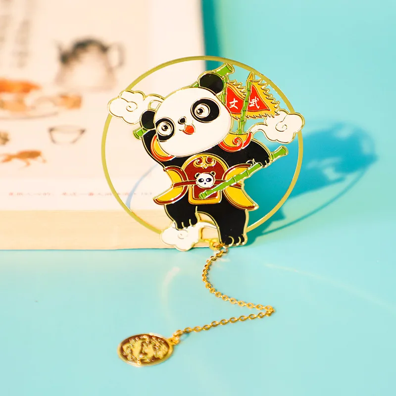 Chinese Style Bookmarks for Books Panda Print Bookmark, Metal Brass Material, Teacher Gifts for Book Lovers