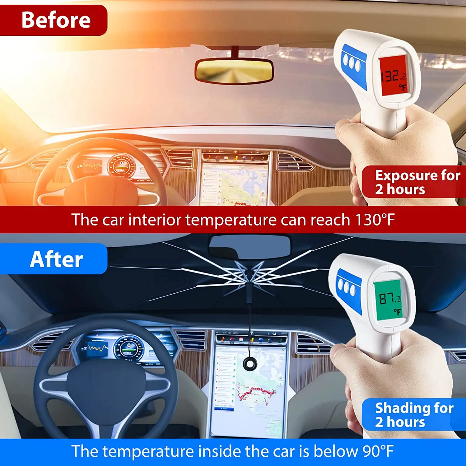Car Sunshade Parasol with Storage Bag for Front Windshield