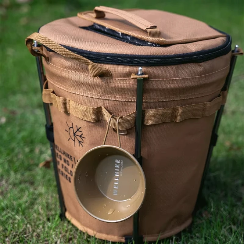 Outdoor camping fresh-keeping bucket, foldable ice bucket, portable storage box, insulated refrigerated bag, picnic bag