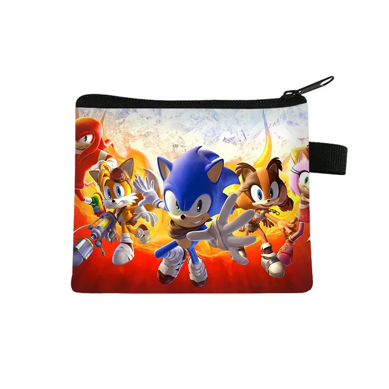 Monedero de Sonic The Hedgehog para mujer, cartera portátil para tarjetas de identificación, bolsa de almacenamiento de llaves para niños, regalos de cumpleaños