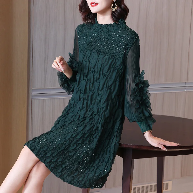 

High-grade Embroidered Pearl Women's Long-sleeved Dress New 2023 Elegant Short Style Party Dress Birthday Dress for Women