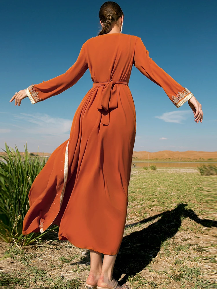 Eid Moslim Bescheiden Jurk Voor Vrouwen Ramadan Arabisch Abaya Islamitische Avond Party Jalabiya Marocain Kleding
