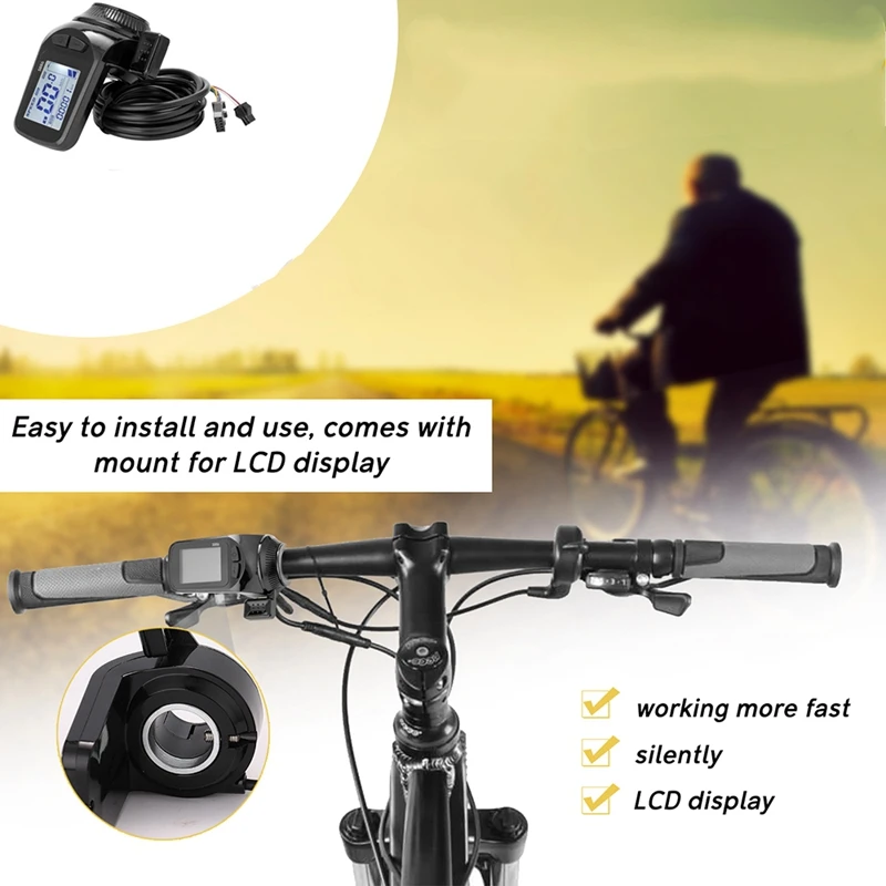 Ebike Display Panel 24V/36V/48V S886 Ebike LCD Display Panel Thumb Throttle for Electric Bicycles E-Scooter