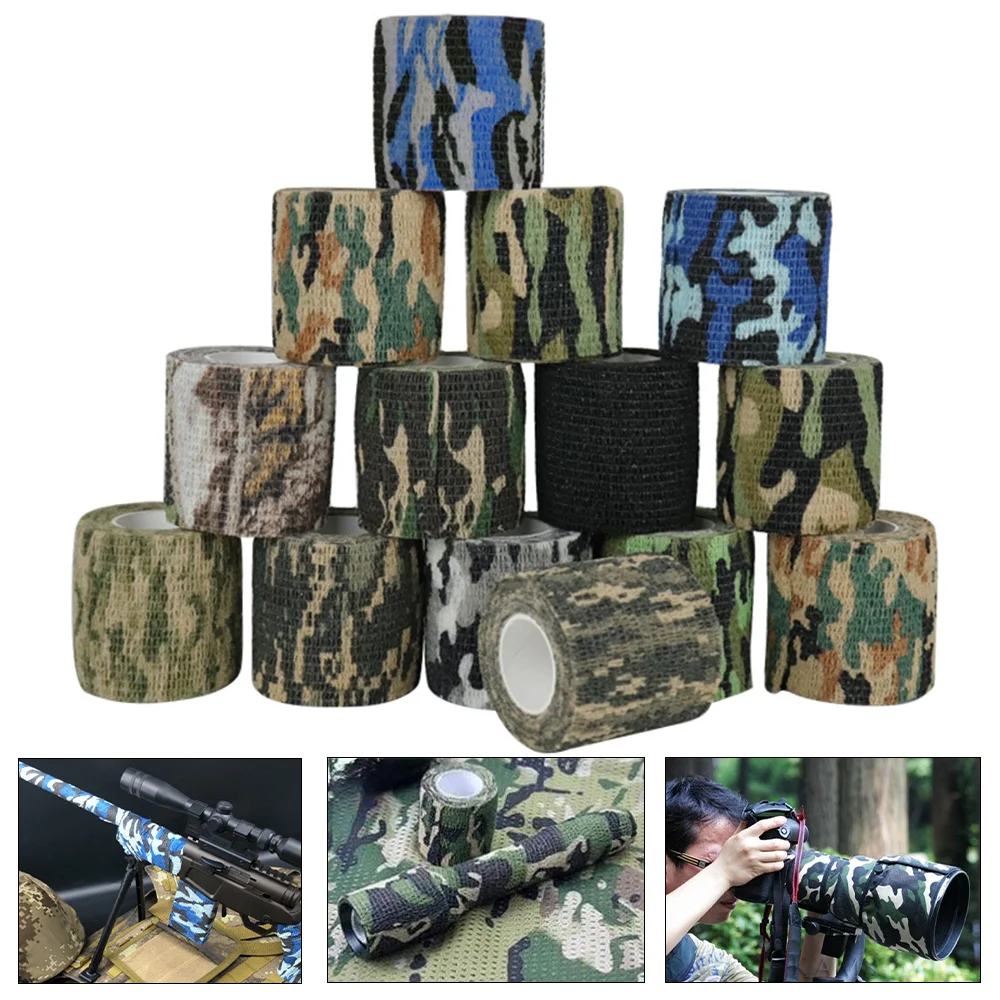 4.5M Outdoor Camouflage Tape Self-Adhesive Stretch Wrap Non-Woven Tactical Camo Bandage Hunting Gear Concealment Objects