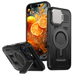 MagSafe Magnetic Protective Case with Lens Kickstand & Impact Resistance for iPhone 17 18 Pro Max (Black)