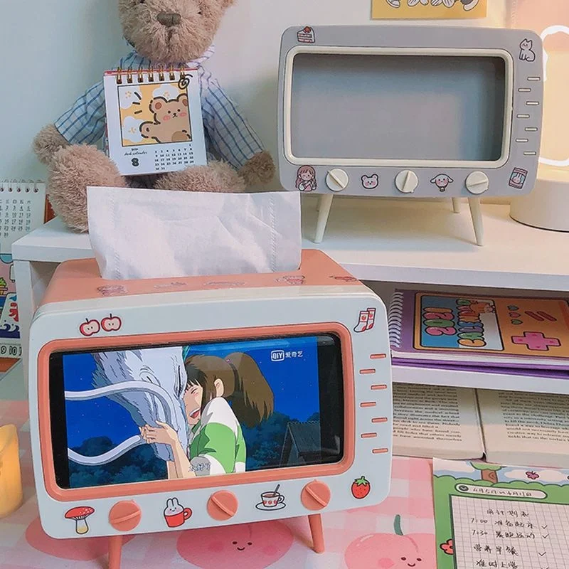 Cute Plastic Tissue Box Home Multifunctional Kawaii Desktop TV Tissue Box Case Simple Creative Storage Napkin Holder Paper Tray tissue dispenser tissue box