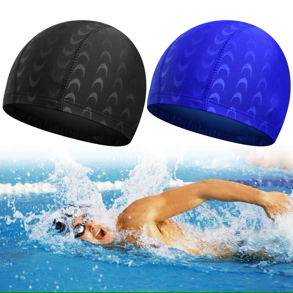 

1pc Swimming Cap Shar K Skin Fabric Swimming Cap Swiming Pool Protect Hair Ears Cap Balck Bule For Women Men Water Sports