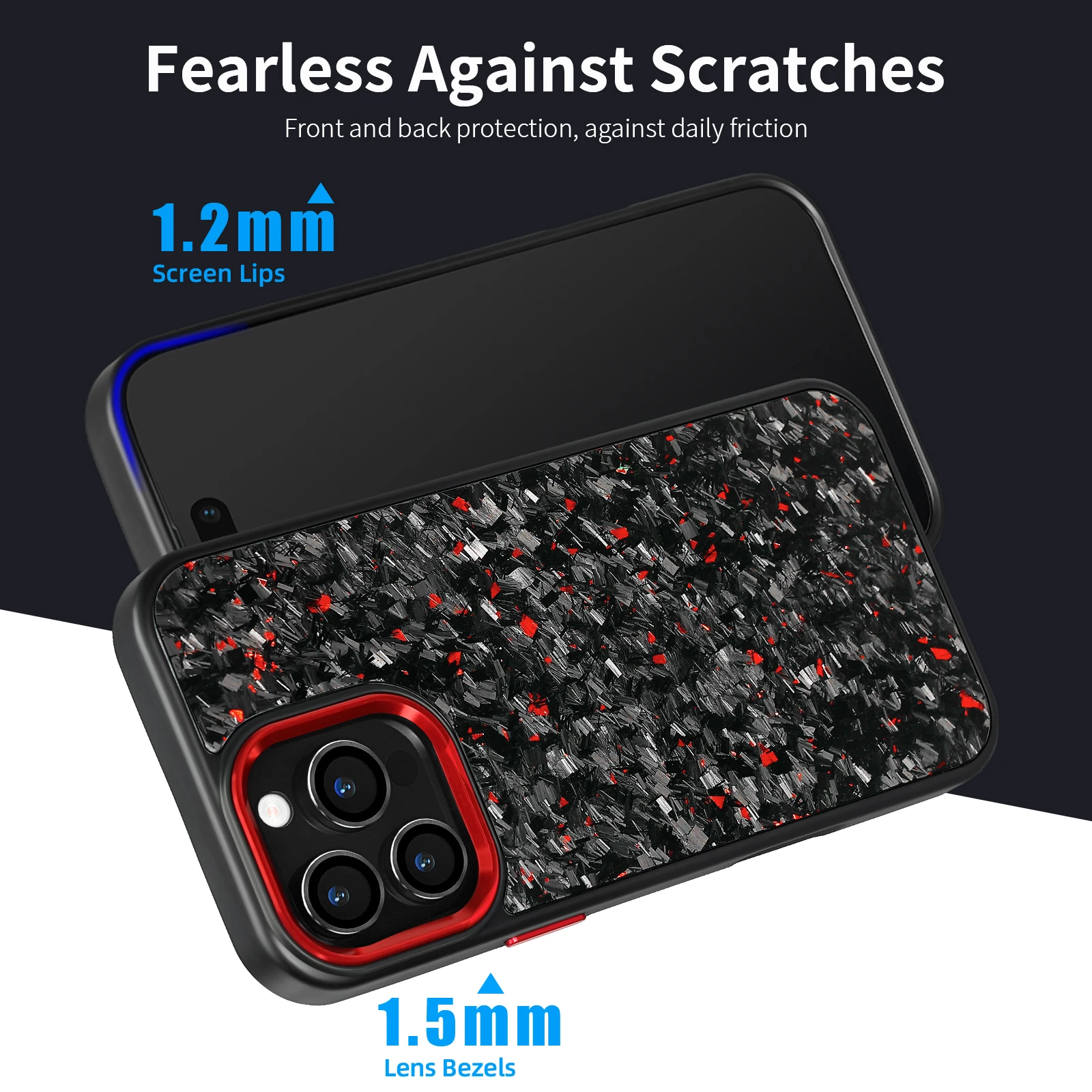 Glossy Metal Frame Real Carbon Fiber Shockproof Wireless Charging Case