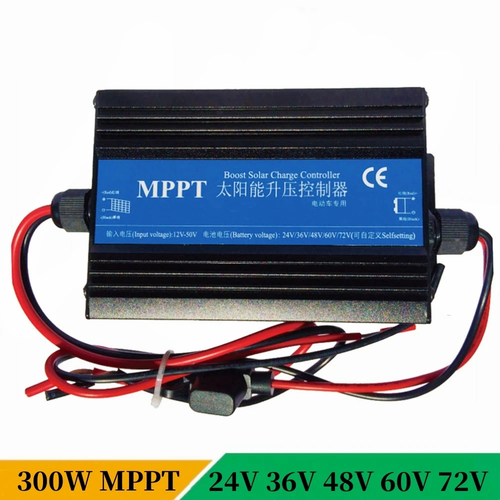 MPPT 부스트 태양광 충전 컨트롤러, LiFePO4 납산 리튬 배터리용 스텝 업 충전 레귤레이터, 300W, 12V-50V, 24V, 48V, 60V, 72V