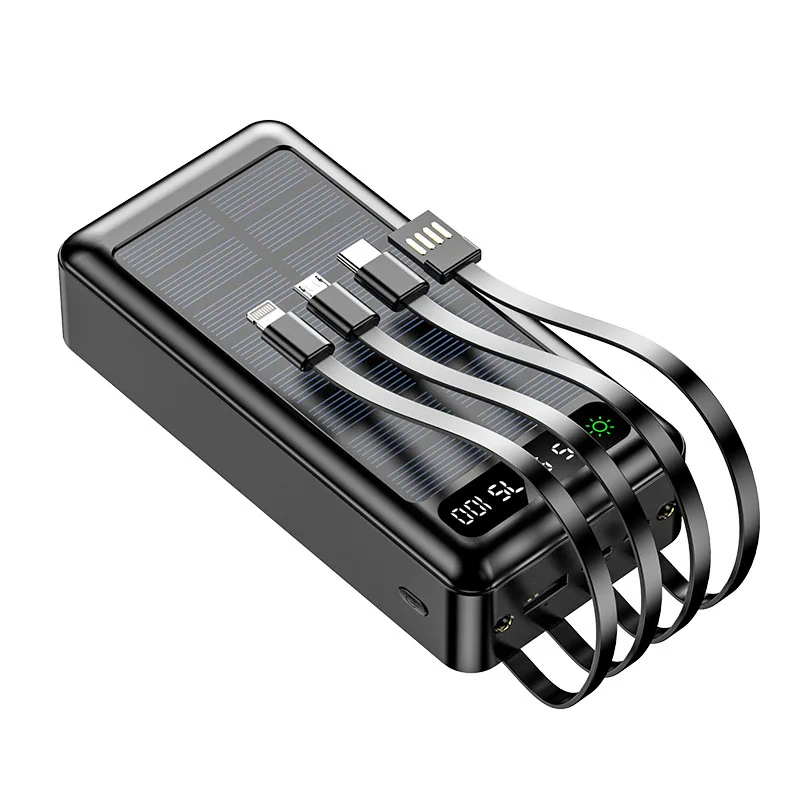 20000/30000/50000mAh Solar-powered Power Bank for IPhone Huawei and Samsung Mobile Phones Power Bank with Four Built-in Cables - 5
