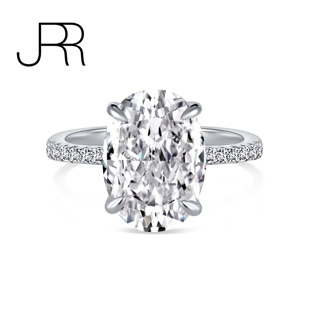 

JRR Luxury 925 Sterling Silver Oval Cut High Carbon Diamond Wedding Party Women Promise Ring Fine Jewerly Gift Drop Shipping