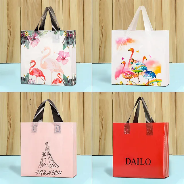 50pcs/pack Plastic bag With Handle Flower Cute Gift bag Large Shopping  Cloth Bag Party Gift Packaging Bags Party Supplies House - AliExpress