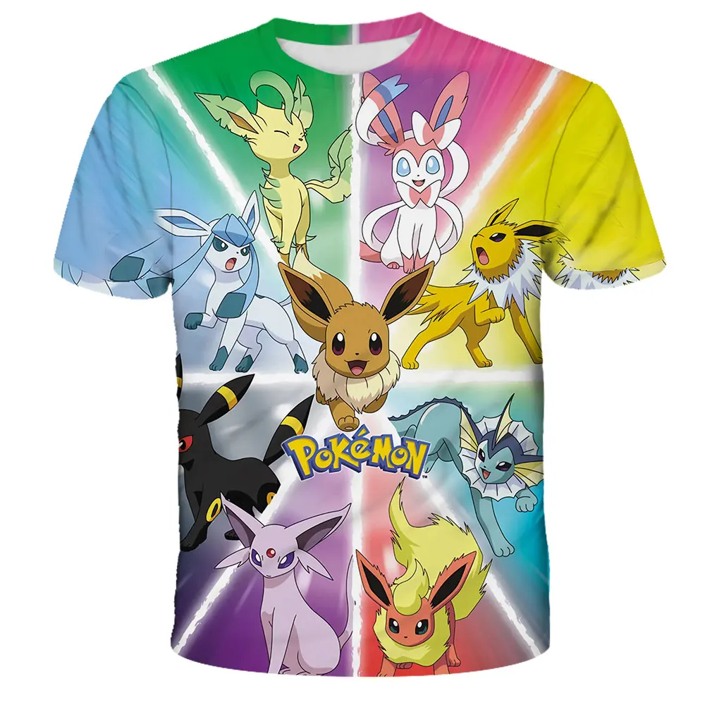 

Summer Children's Cartoon T-shirt Anime Pokémon Pattern Boys' Short sleeved Casual Girls' O-neck Clothing Cute Kids' Top