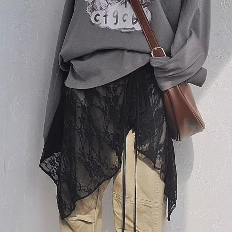 French Lace Up Short Fart Curtain Skirt Spring Layered Skirt INS Women Wrap Skirt Bandage Dress Apron Curtain Expansion Skirt