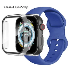 Cinturino in silicone premium per Apple Watch con custodia in vetro e cinturino - Compatibile con tutte le serie