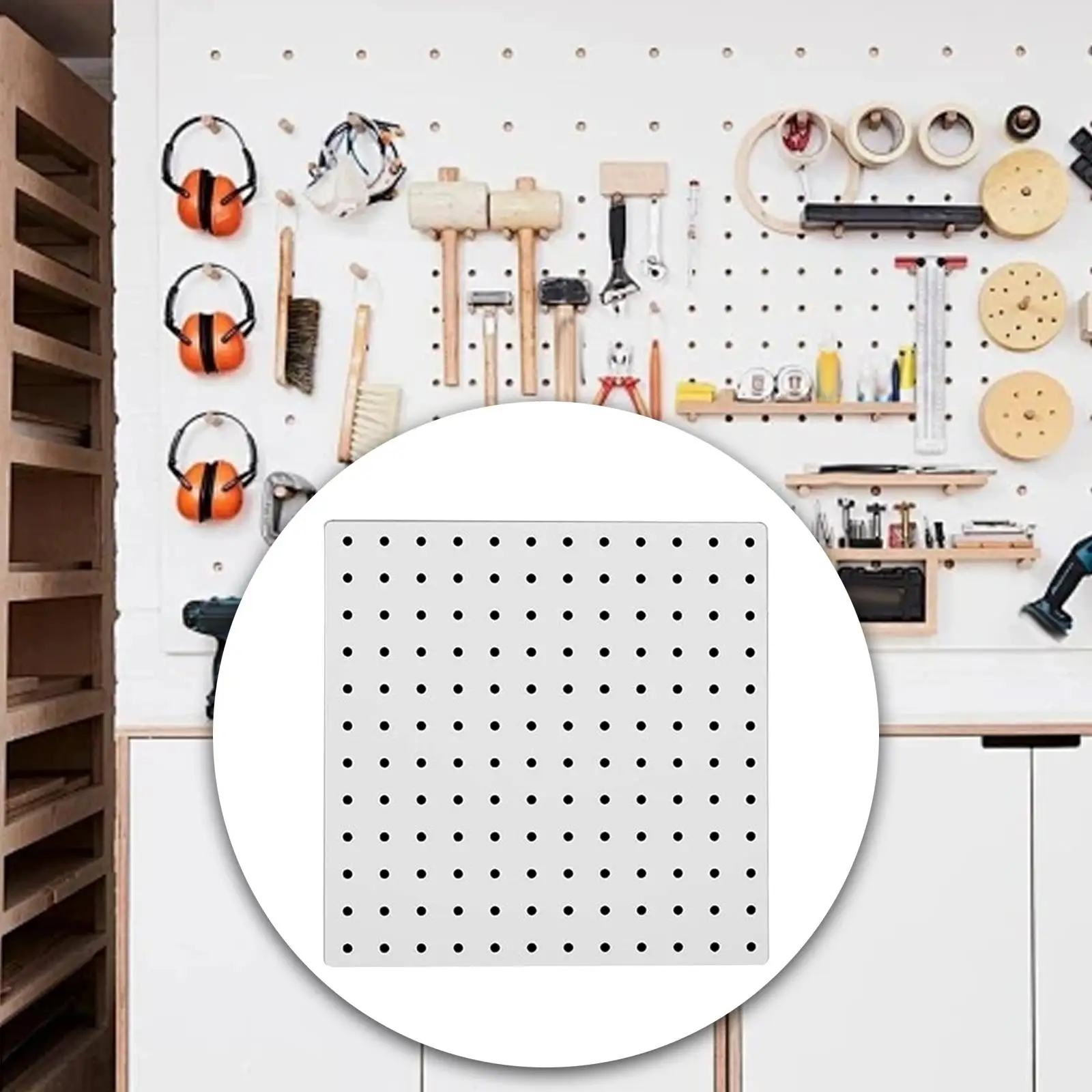 Pegboard White Wall Mounted Wall Storage Panel for Dormitory Office Bathroom