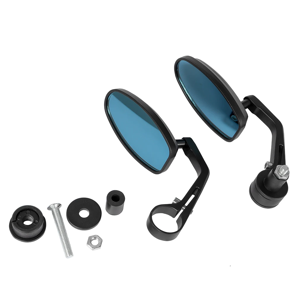 오토바이 블랙 7/8 핸들 바 엔드 백미러 사이드 미러 타원형 맞춤형 클래식 Harley Chopper Bobber Cafe Racer ATV Quad
