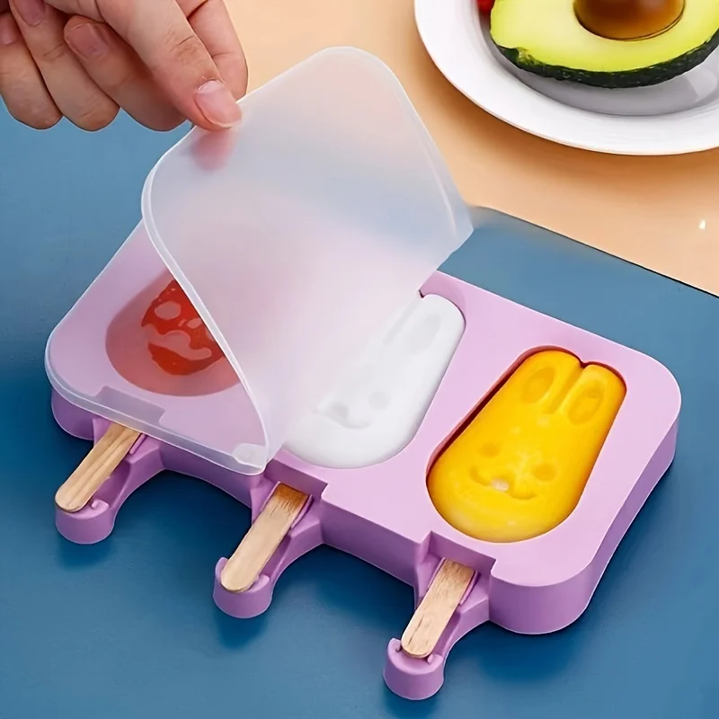 "Non-Toxic" ' Silicone Ice Cream Mold - 3-Cavity Popsicle &  Treat Maker, Bpa-Free