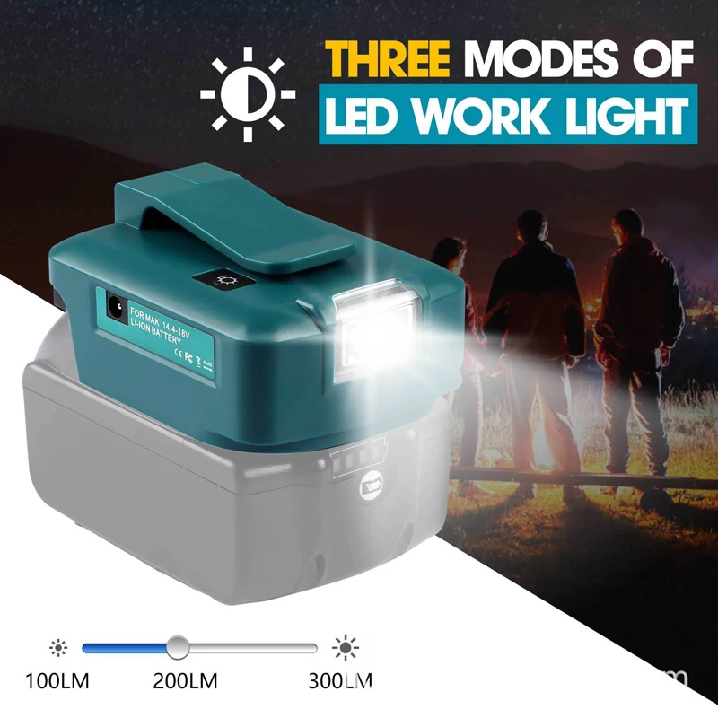 Dual USB Converter Port with LED Light for Makita 14.4V/18V Lion Batteries