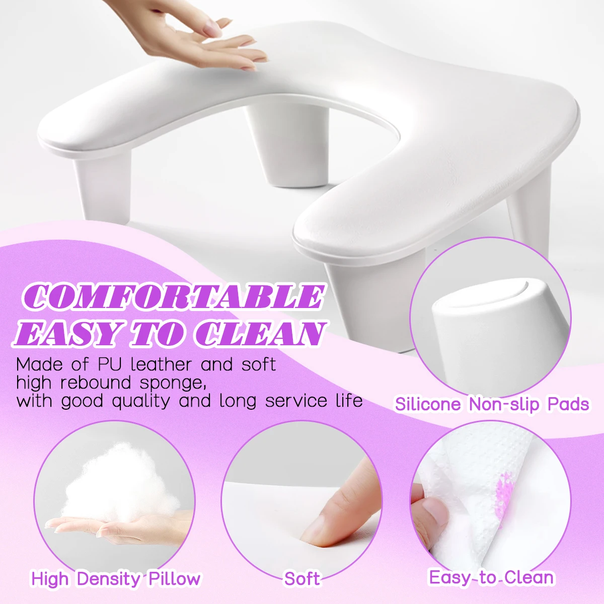 U-shaped Nail Art Hand Pillow Arm Rest Portable Removable Stand Tilt Design Manicure Stand Hand Pillow PU Material nail art hand pillow nail arm rest nail hand rest