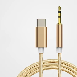 Enhanced Audio Adapter - USB-C to 3.5mm Aux Cable for Headsets and Speakers (Golden Nylon woven)