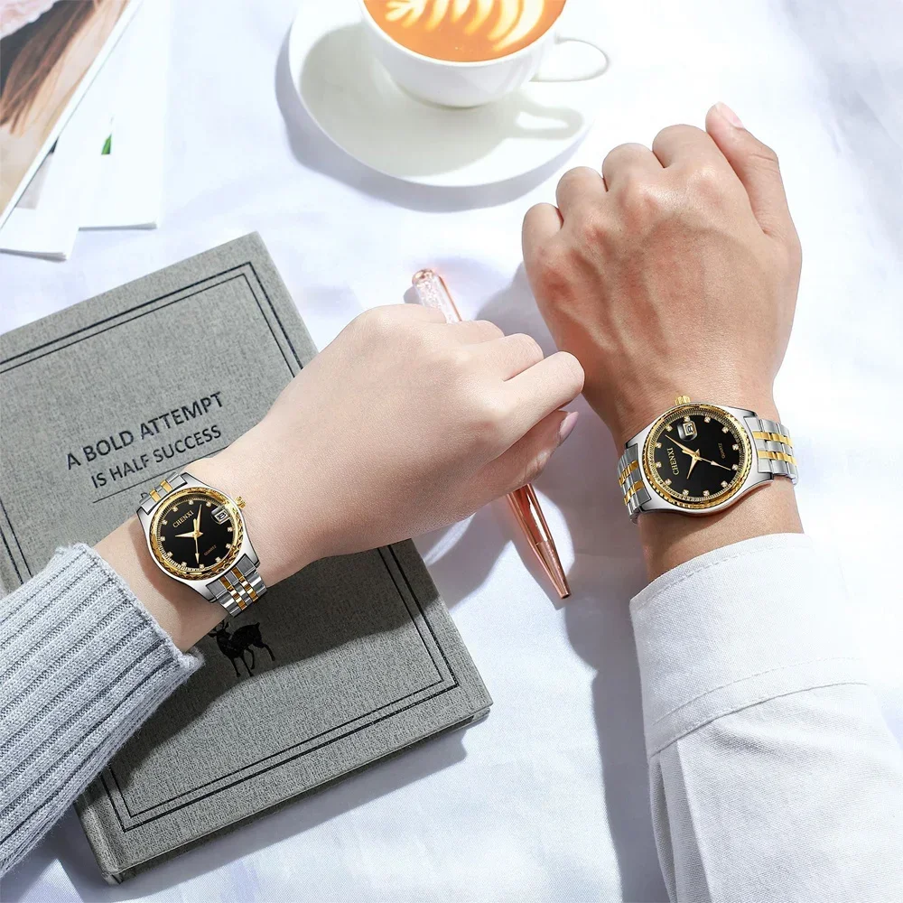 Chenxi 8204 Men Women Watches Dial Top Brand Luxury Couples Quartz Stainless Steel Watch Waterproof Calendar